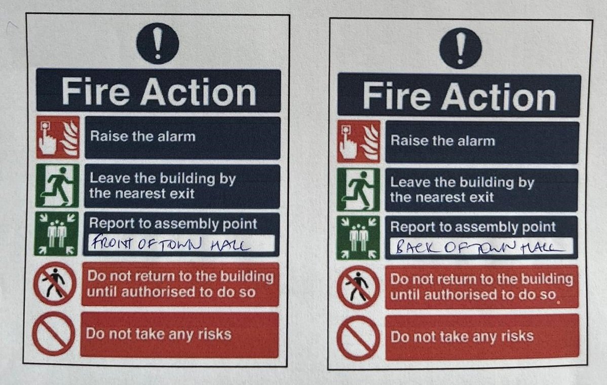 Fire assembly points outside Uppingham Town Hall